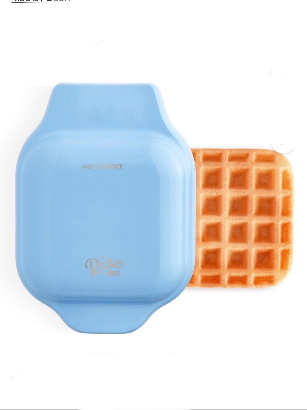 New!! Rise by Dash Waffle Maker Blue, Non Stick. 350W Indicator Light